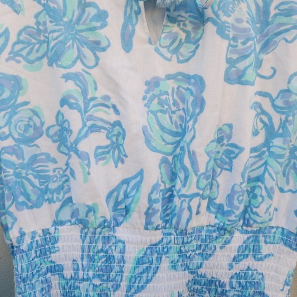 Sail To Sable STS Floral‎ 100% Cotton Blue Floral Dress - Picture 4 of 6